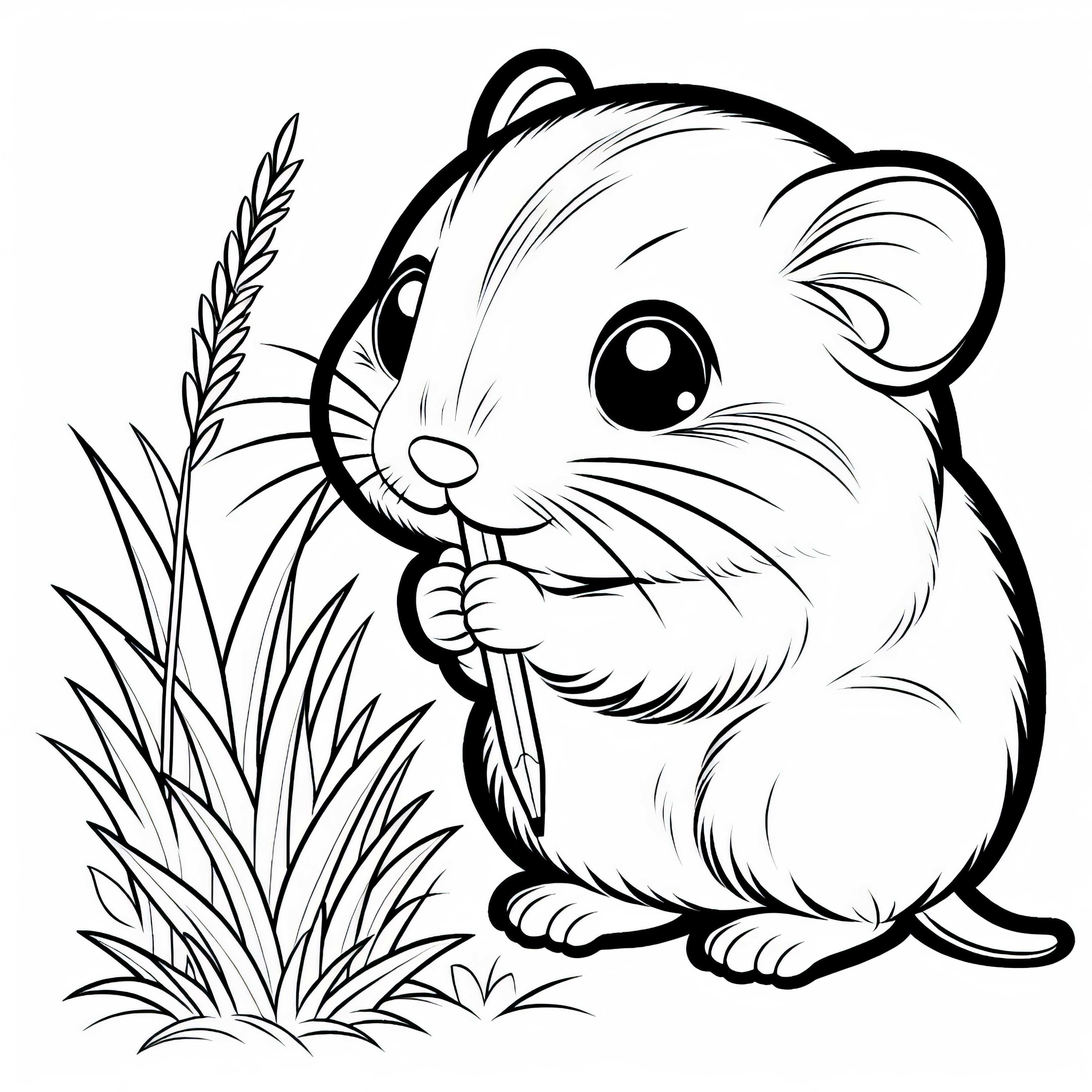 Lemming nibbles on grass blade – Free coloring page Lemming nibbles on blade of grass - free coloring page