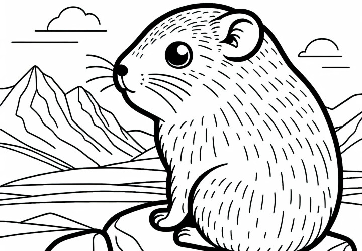 Лемінг сидить на скелі та дивиться в далечінь – безкоштовний розмальовка
