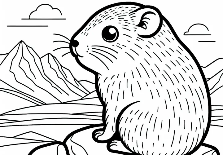 Лемминг сидит на скале и смотрит вдаль – бесплатный раскрасочный лист