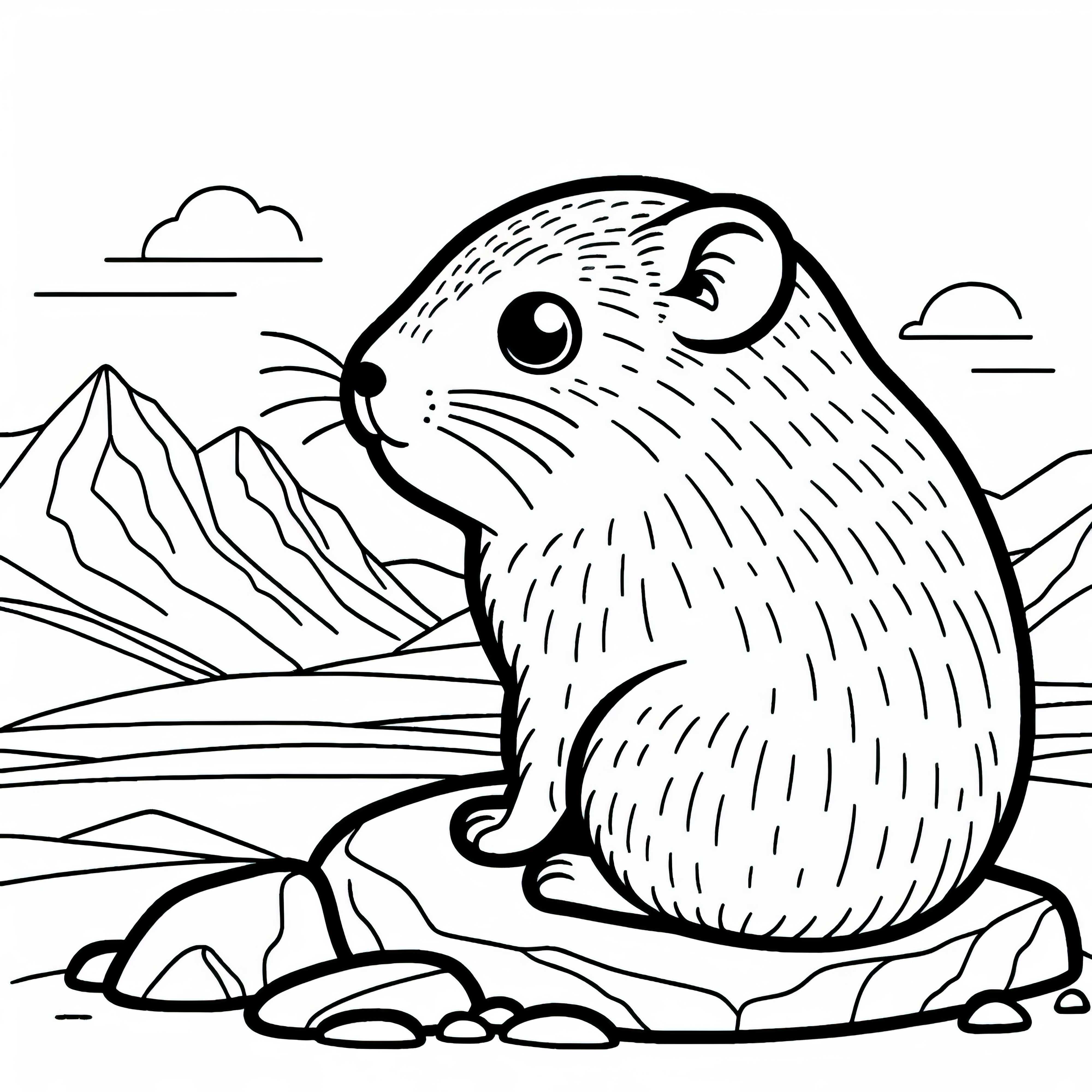 Лемінг сидить на скелі та дивиться в далечінь – безкоштовна розмальовка