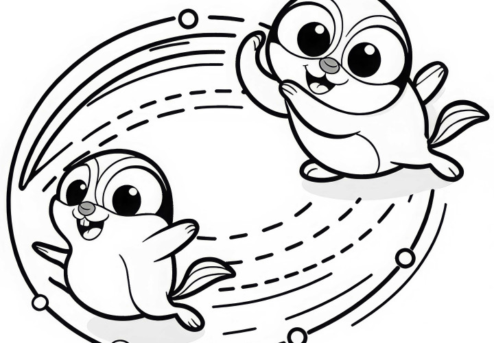 Лемінги грають один з одним, бігають по колу – безкоштовний розмальовка