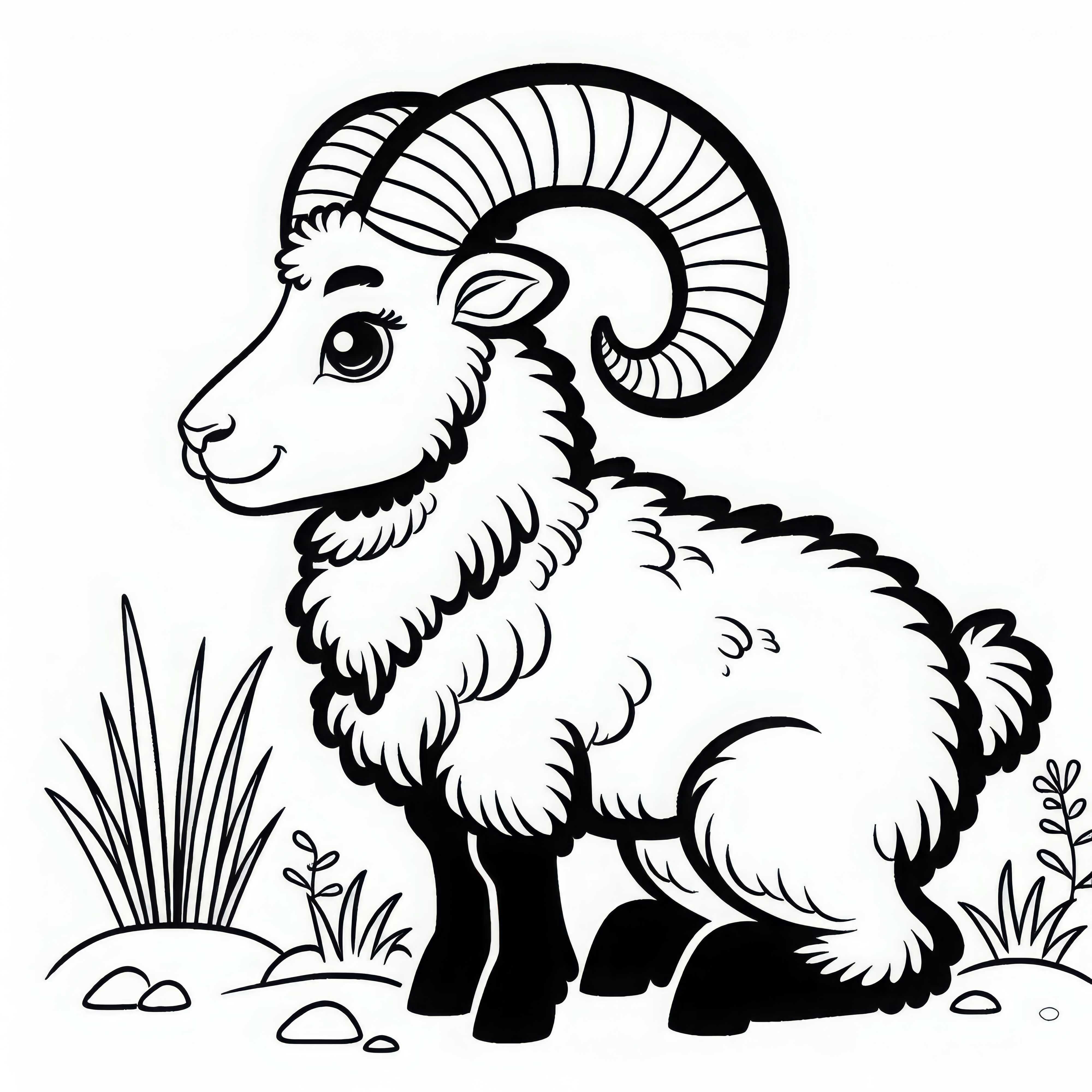 Muflon barevná šablona – Jednoduché a zdarma Muflon omalovánka – Jednoduchá a zdarma