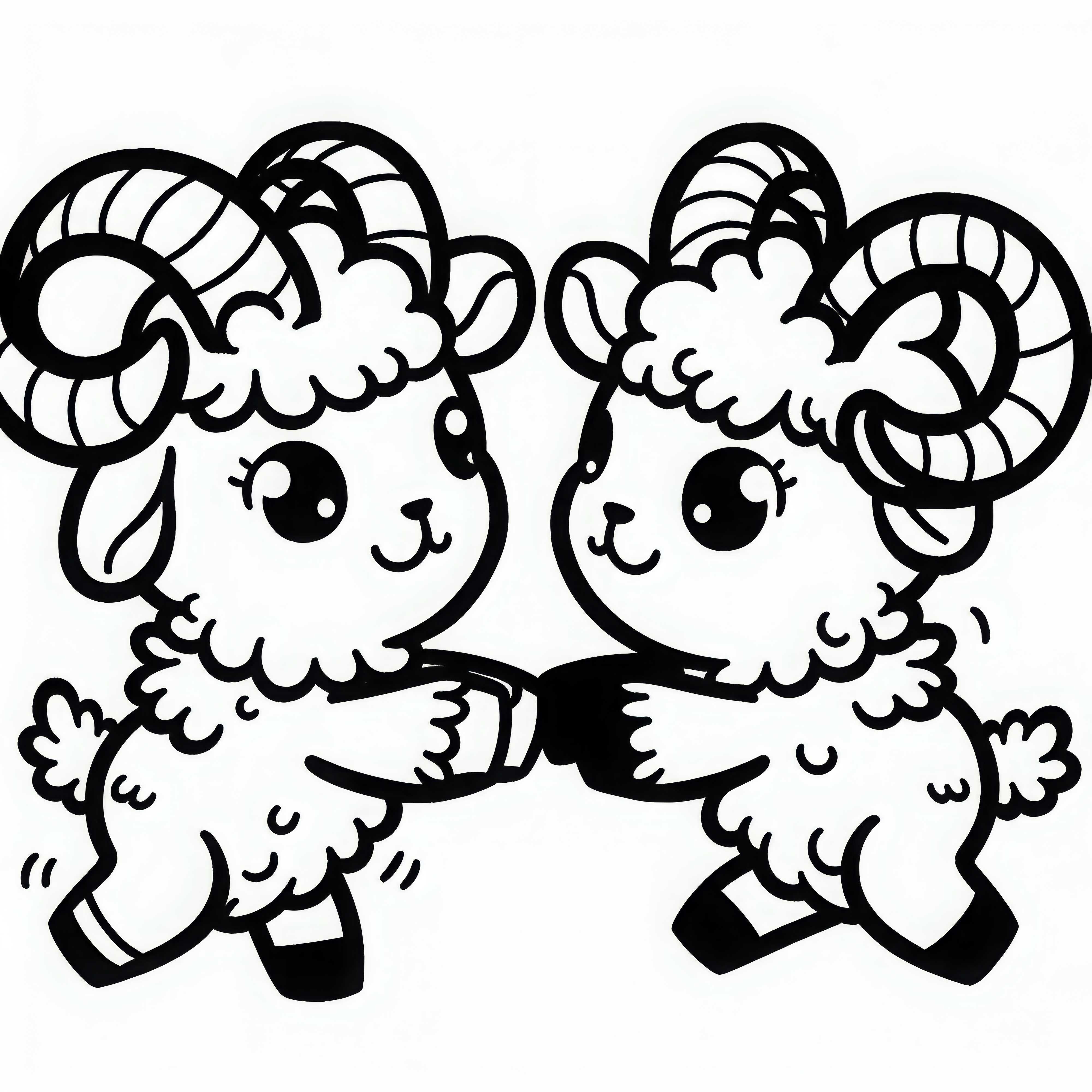 Dva mufloni bojují hravě – jednoduchá malba zdarma