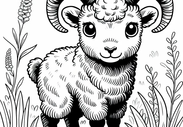 Малюнок овци для розфарбовки Простой Бесплатно