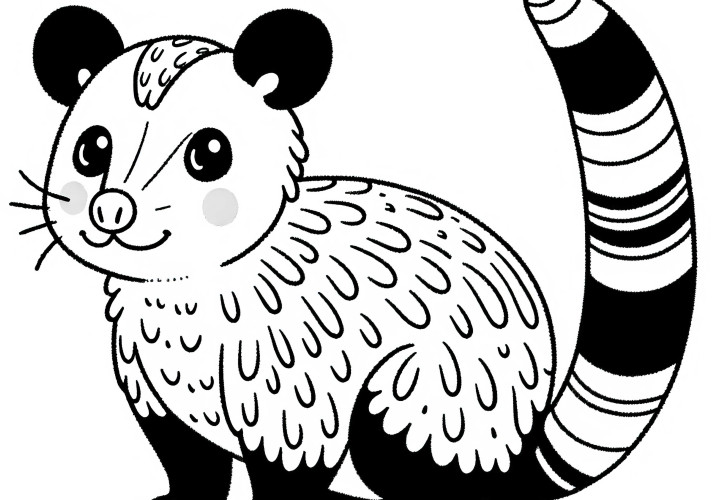 Opossum coloring page easy free