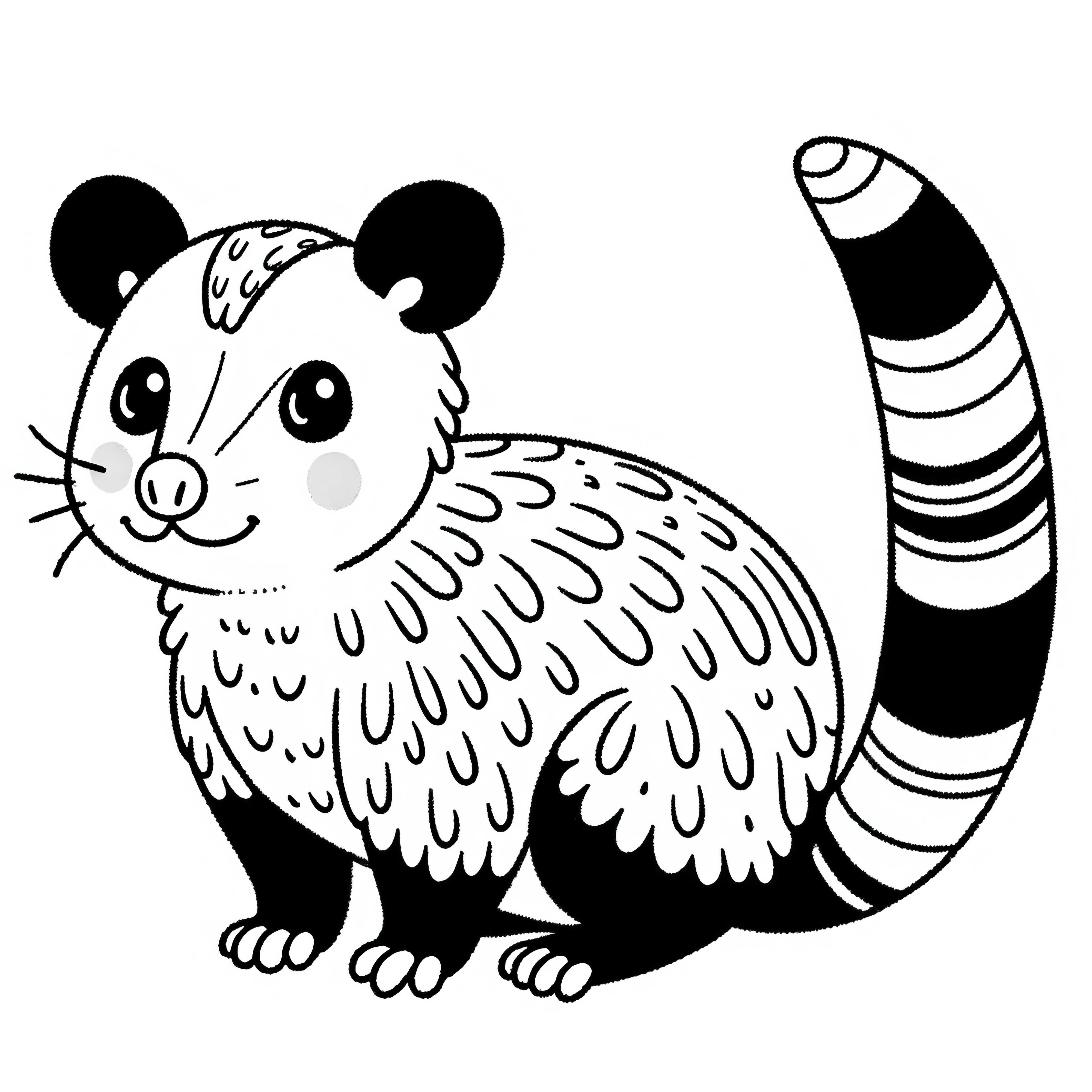 Opossum Desenho para Colorir Simples Grátis Opossum Modelo de Colorir Simples Gratuito