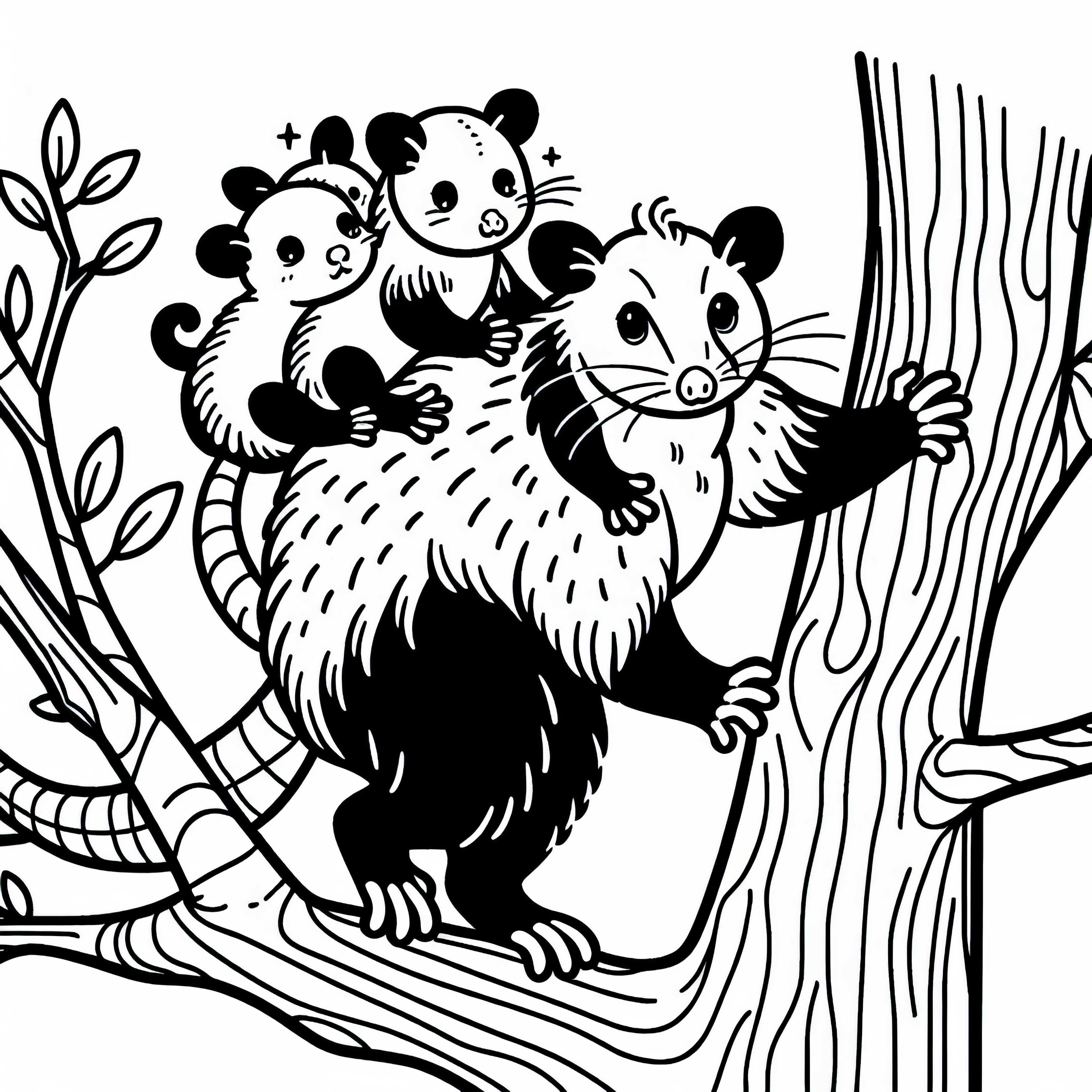 Opossum nese své mládě na zádech – Malba zdarma