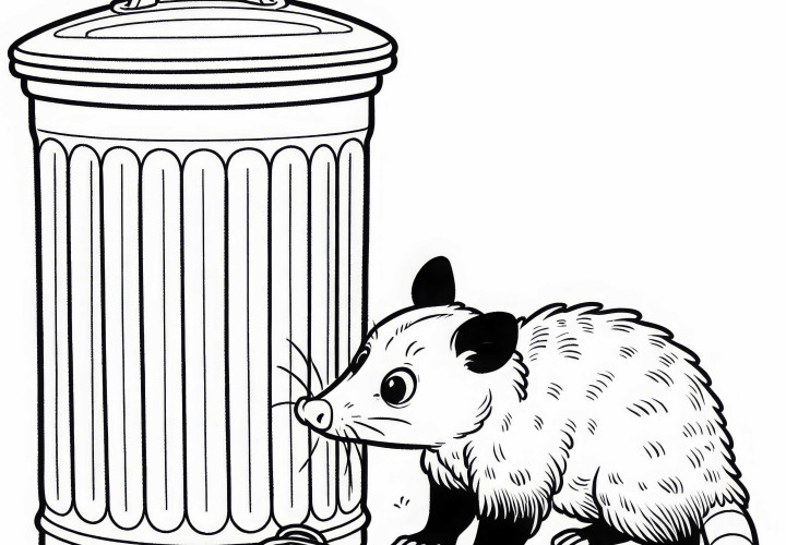 Zvědavé opařice čichá k popelnici – malovací šablona zdarma