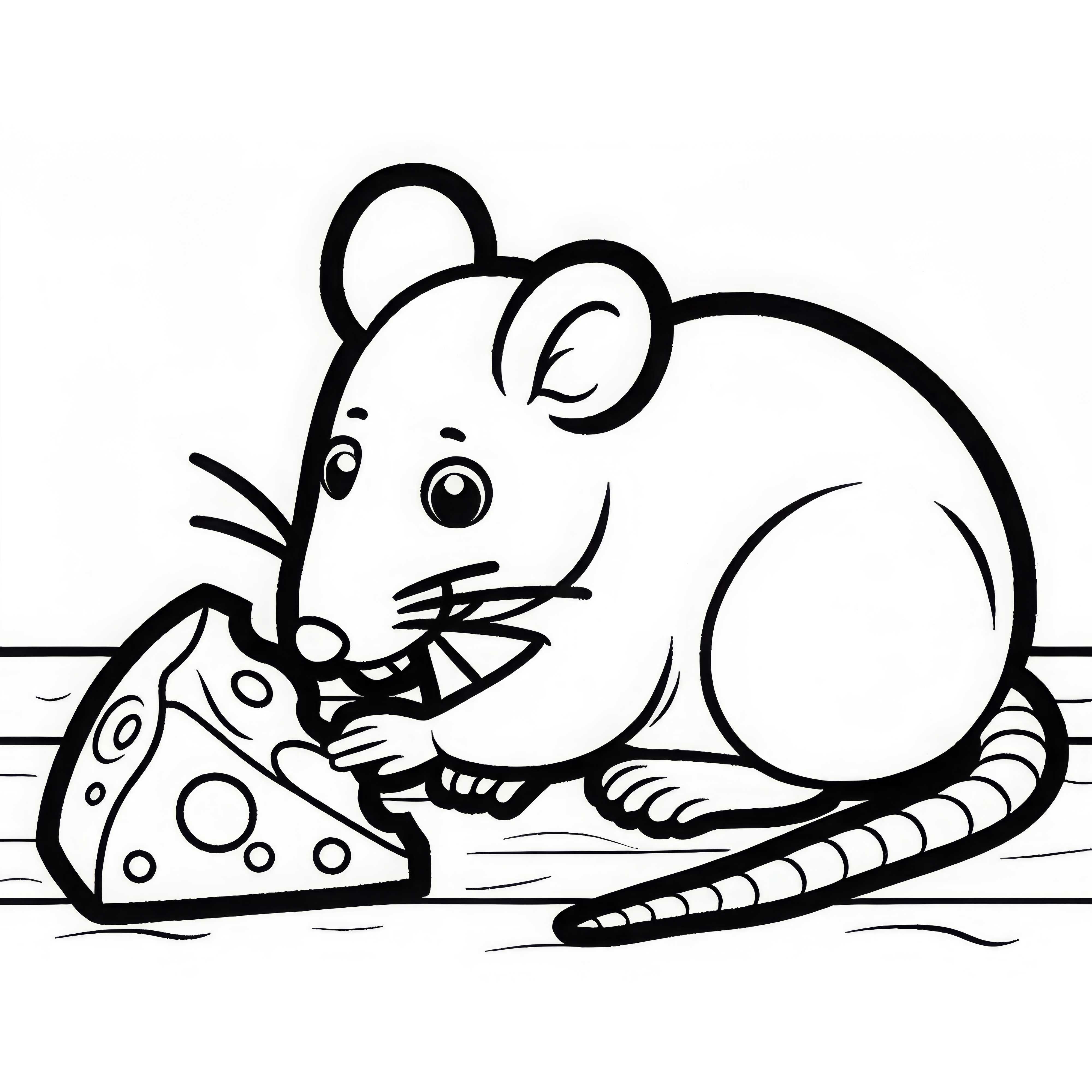 Rat nibbles on cheese – Free simple coloring page Rat nibbles on cheese - simple coloring page for free