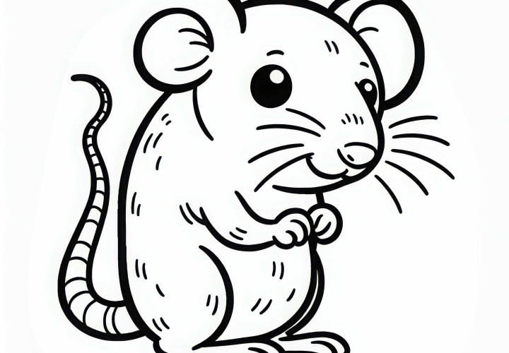 Rat stands on hind legs – Coloring page simple free Rat stands on hind legs – Coloring page simple free