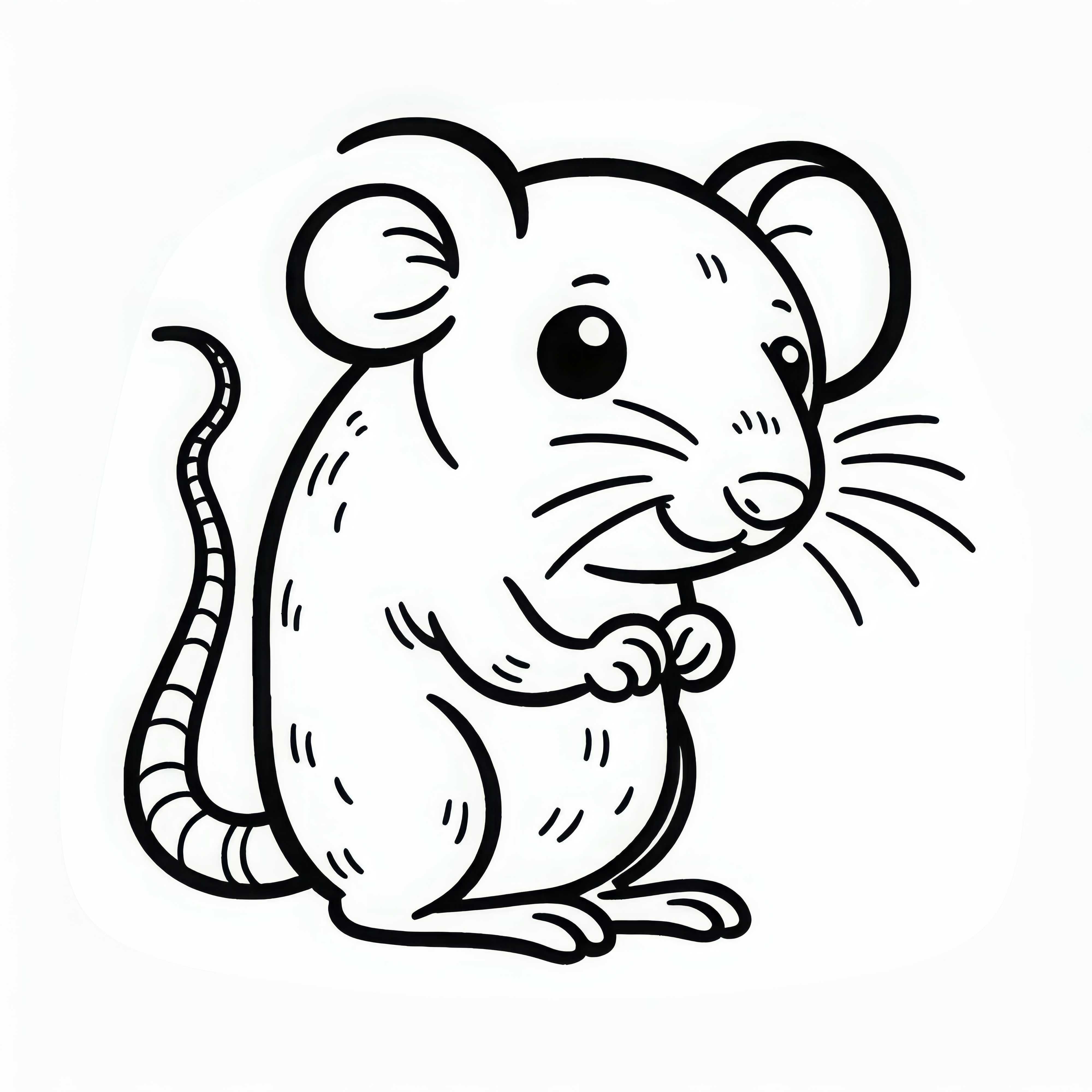 Rat standing on hind legs - Coloring page simple free Rat stands on hind legs – Coloring page easy free