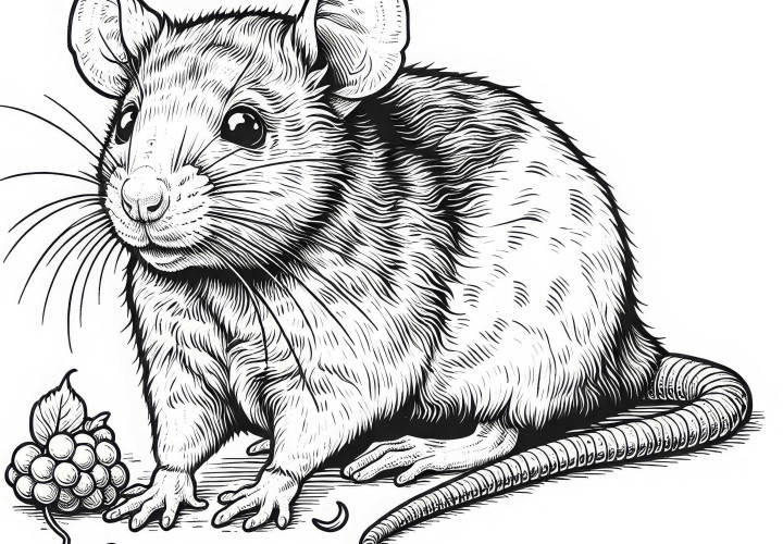 Download a detailed coloring page of a rat for free Download a detailed coloring picture of a rat for free