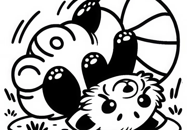 Panda fürdőruhásan játszik a földön - Egyszerű ingyenes színezőlap