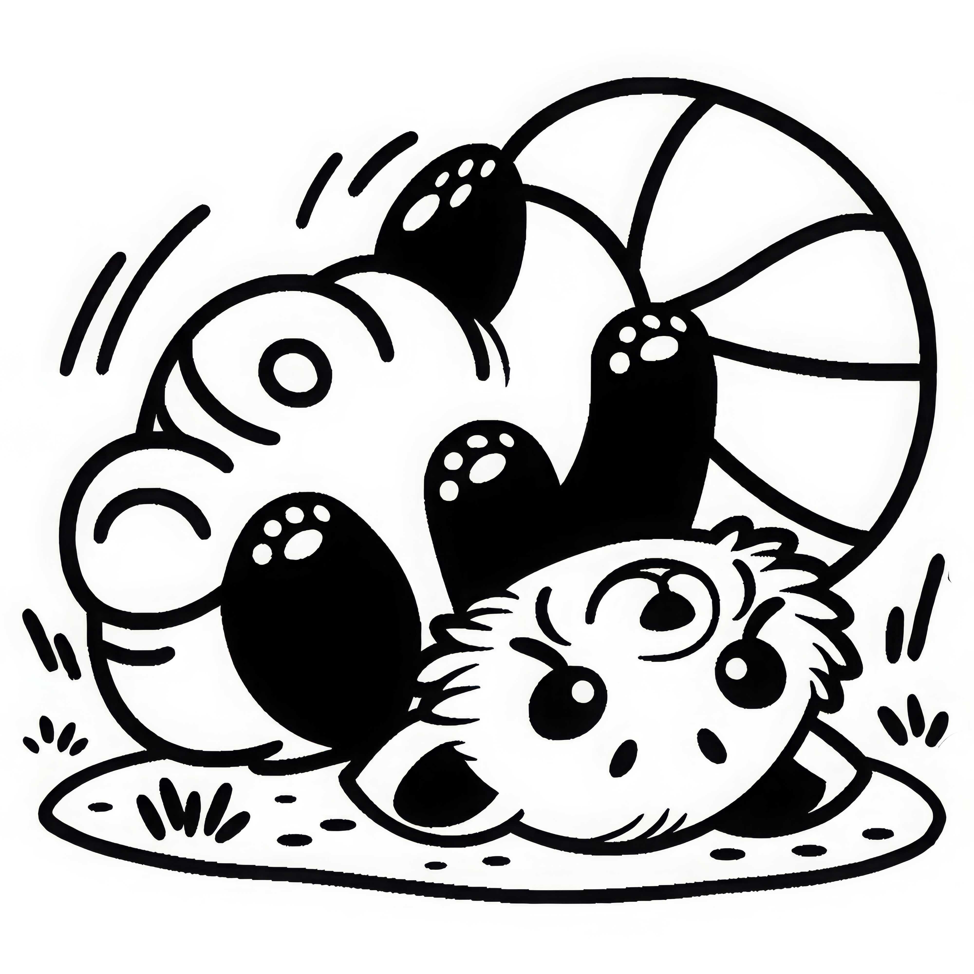 Panda-vermelho se enrola de maneira brincalhona no chão – Desenho para colorir fácil e grátis