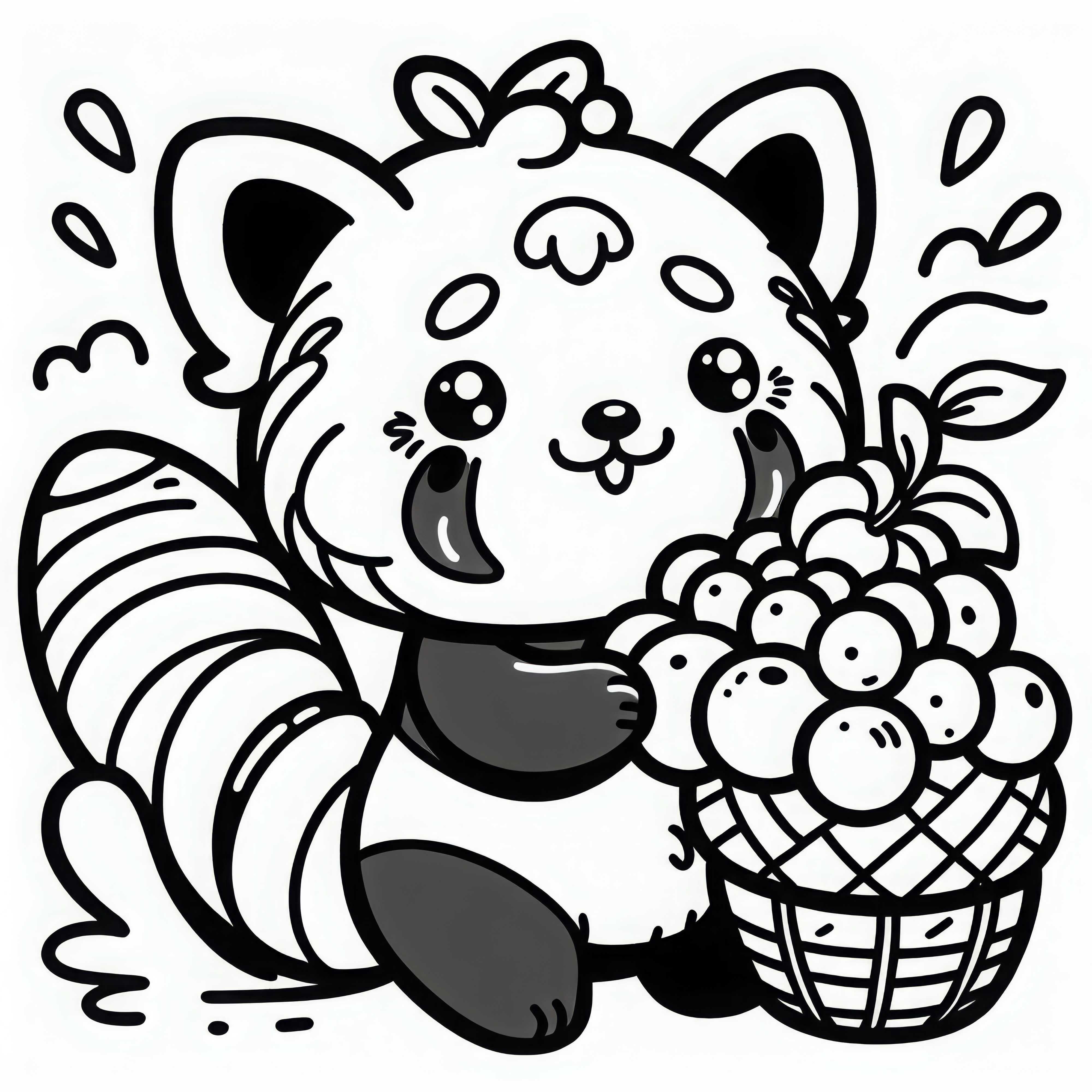 Red Panda Holding Fruit – Coloring Page Simple and Free Red Panda holding fruit – Coloring page simple and free