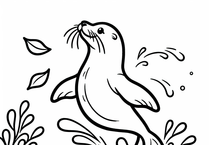 Singa laut melompat elegan dari air - Template mewarnai gratis