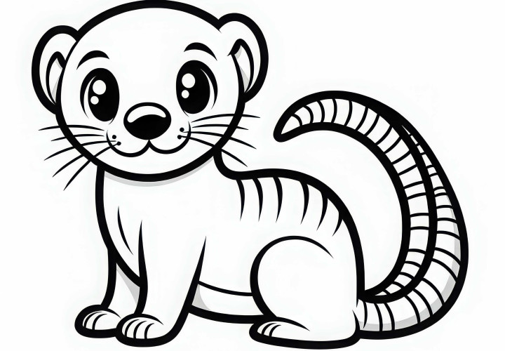 Desenho para colorir de mangusto simples e gratuito