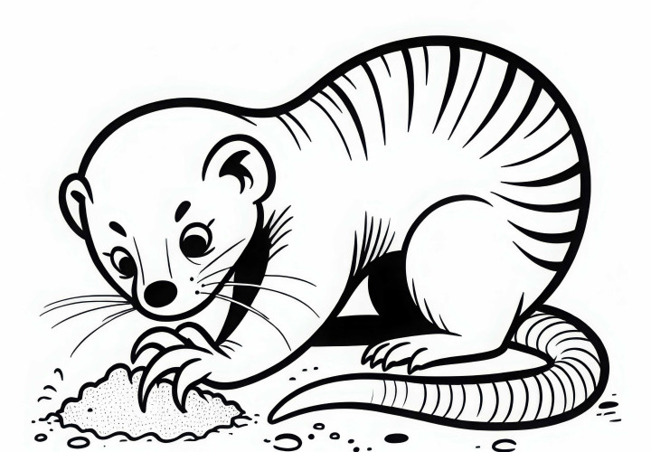 Manguste arranha com suas garras na areia – Modelo para colorir grátis