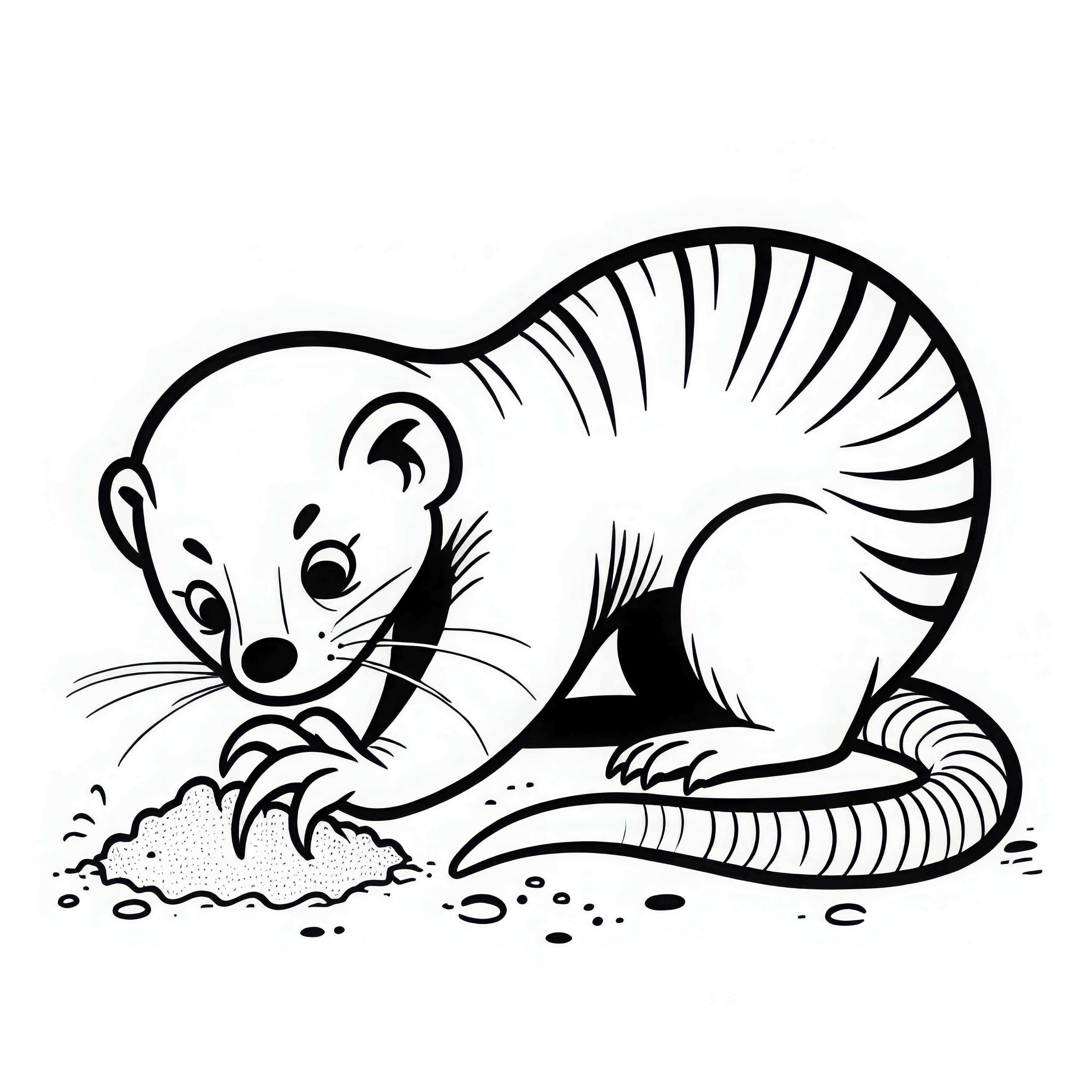 Mangusta arranha com suas garras na areia - Modelo de colorir grátis