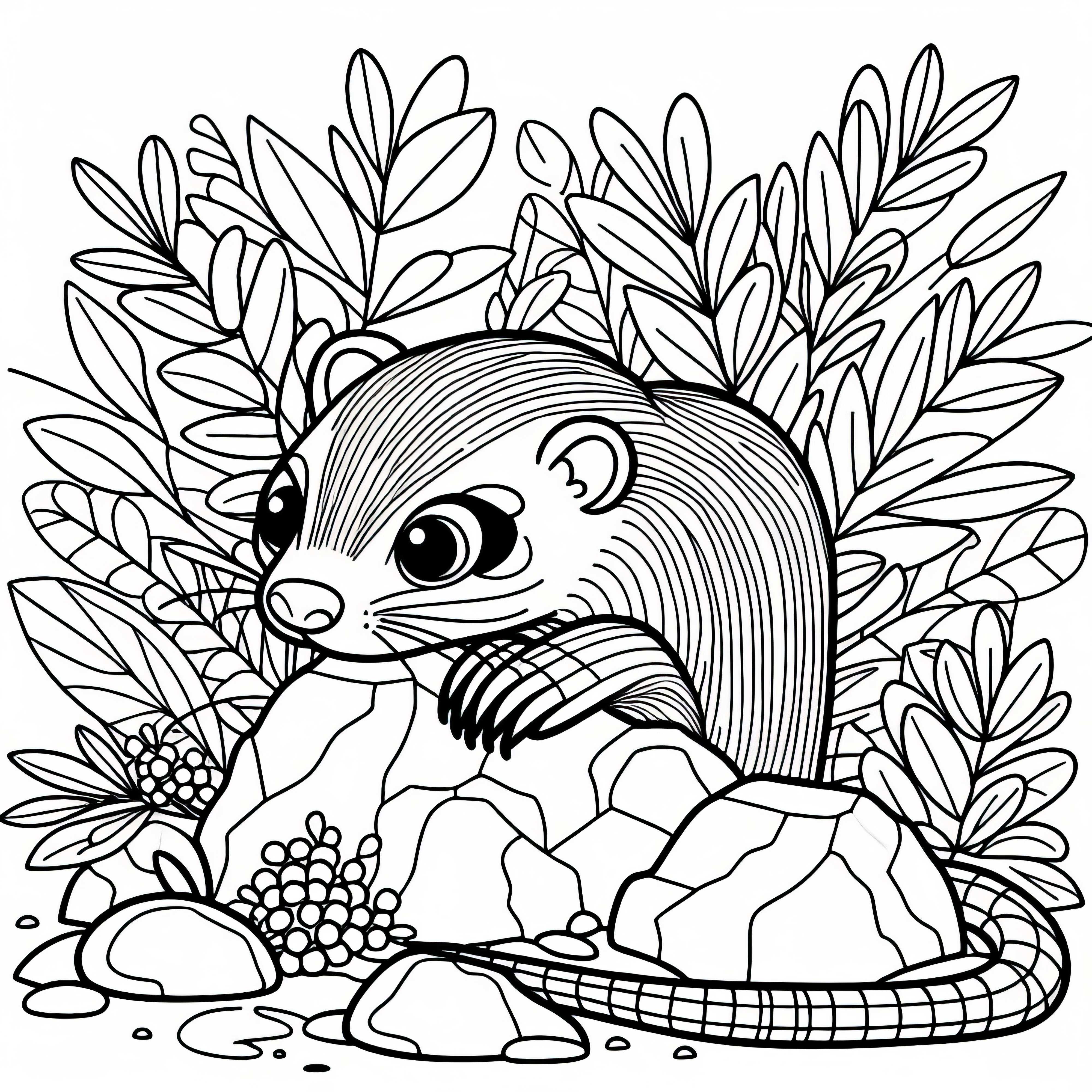 Manguste se esconde atrás de rochas - Modelo para colorir fácil e grátis