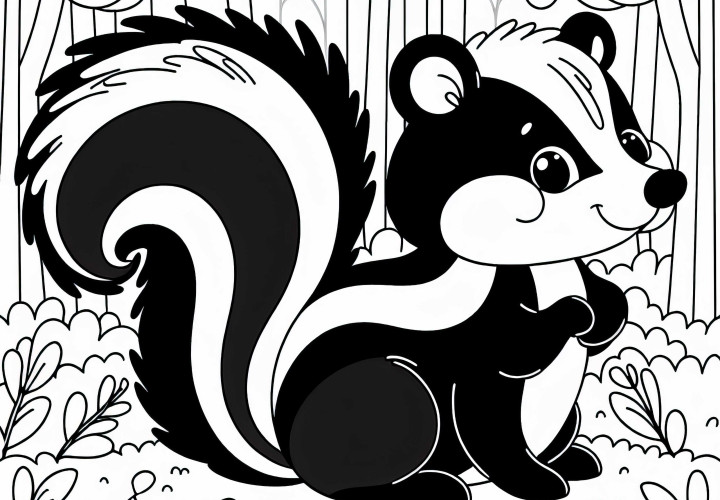 Simple Skunk Coloring Page Free