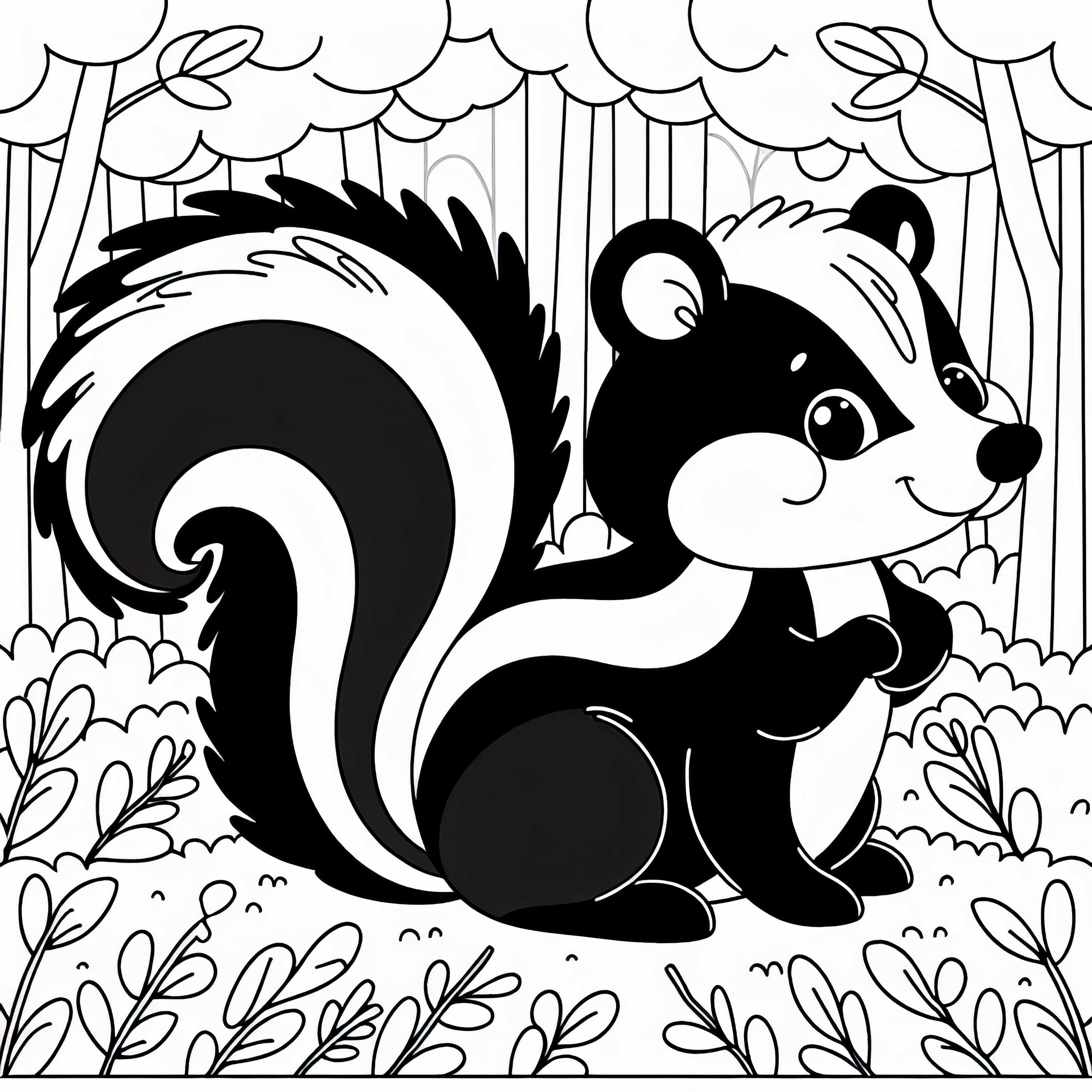 スカンクの塗り絵 簡単 無料 スカンク 塗り絵 簡単 無料