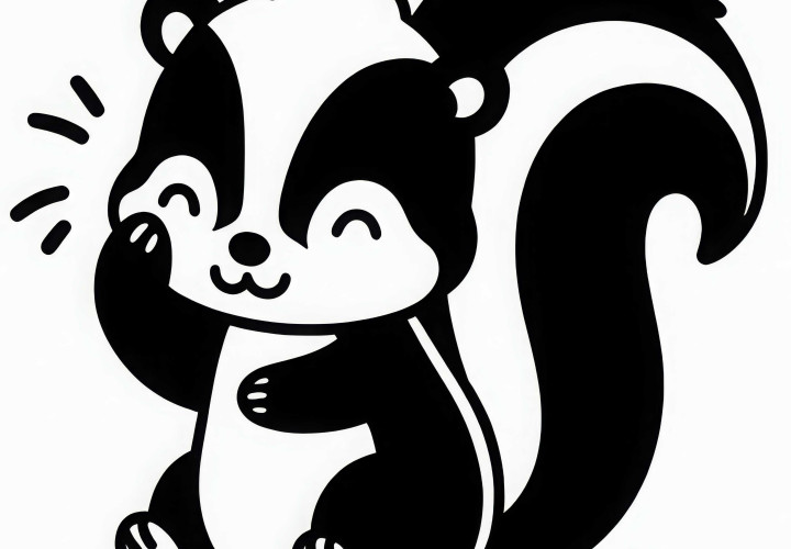 Skunk is grooming itself - Free coloring page