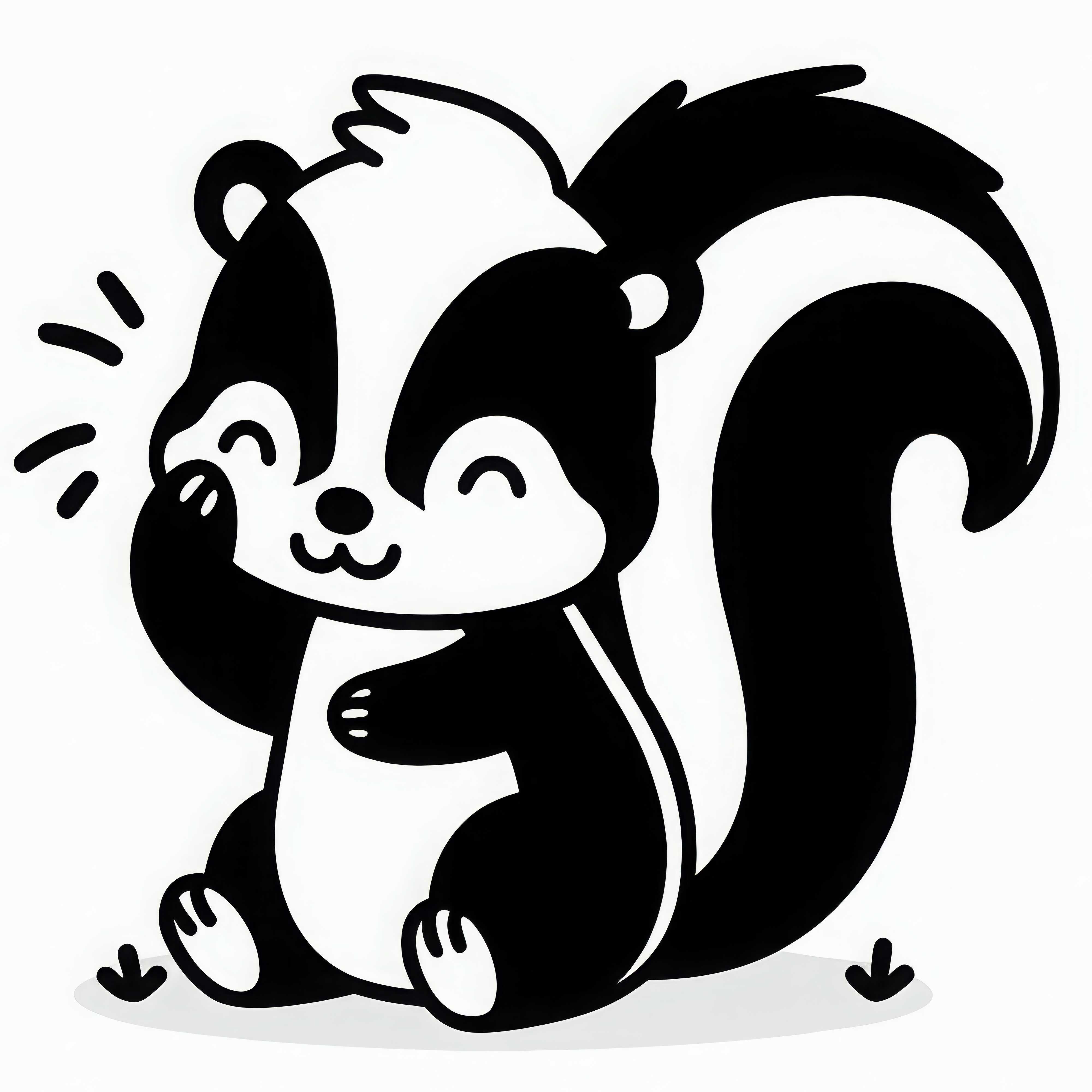 Skunk is grooming itself - Free coloring page
