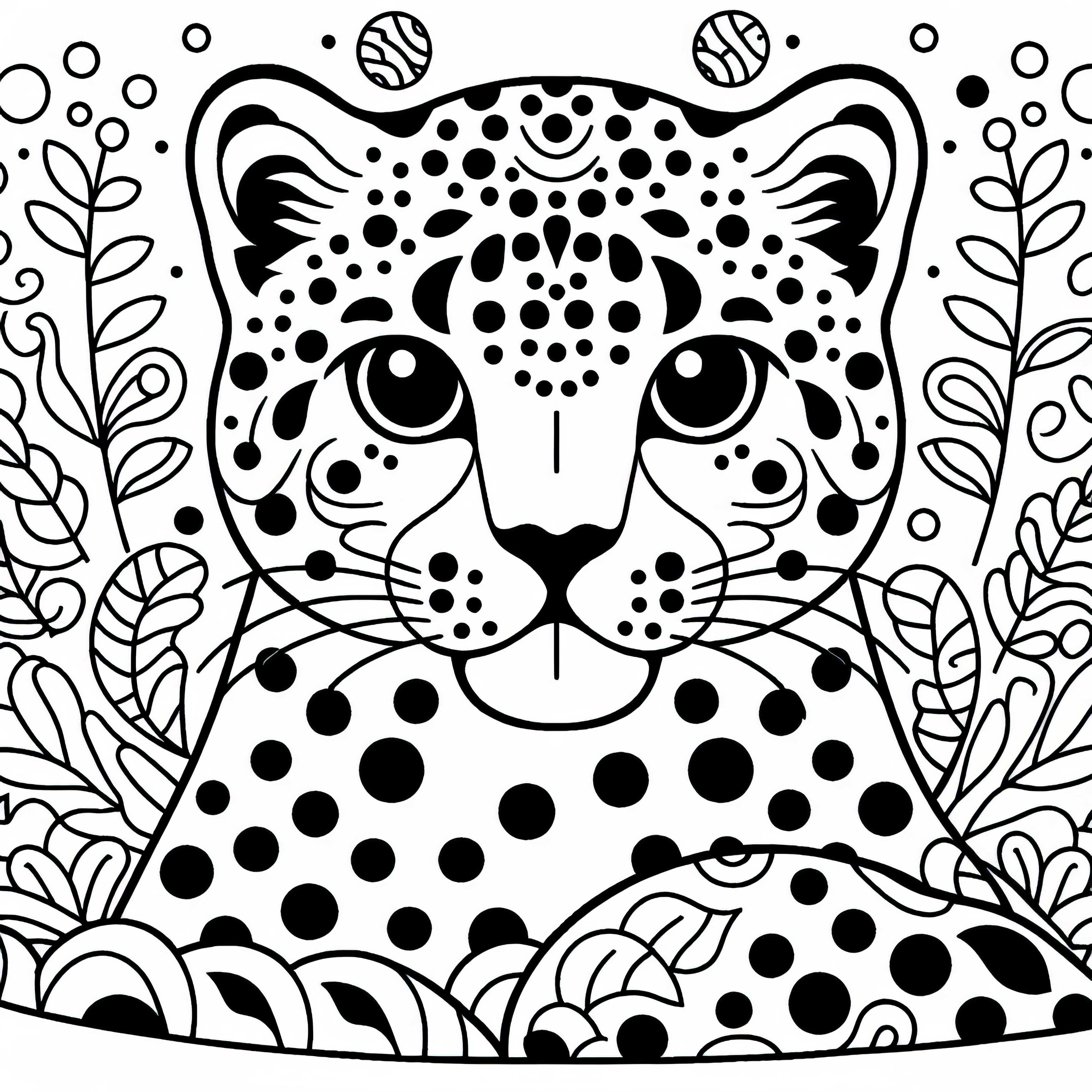 Plantilla para colorear de un leopardo de las nieves - Fácil y Gratis