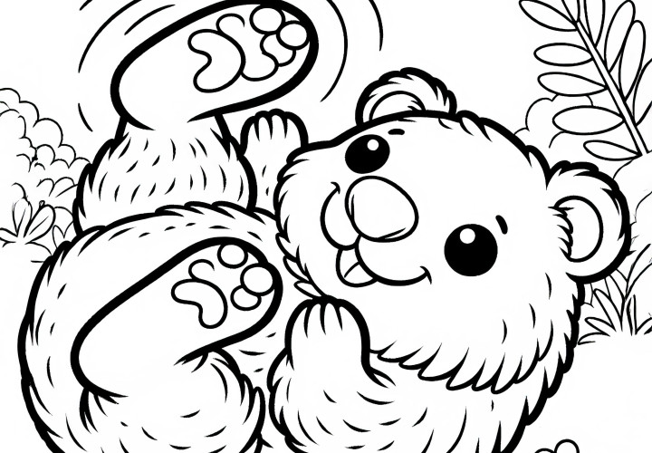 Wombat rolls onto its back - Free coloring page Wombat rolls on its back – Free coloring page