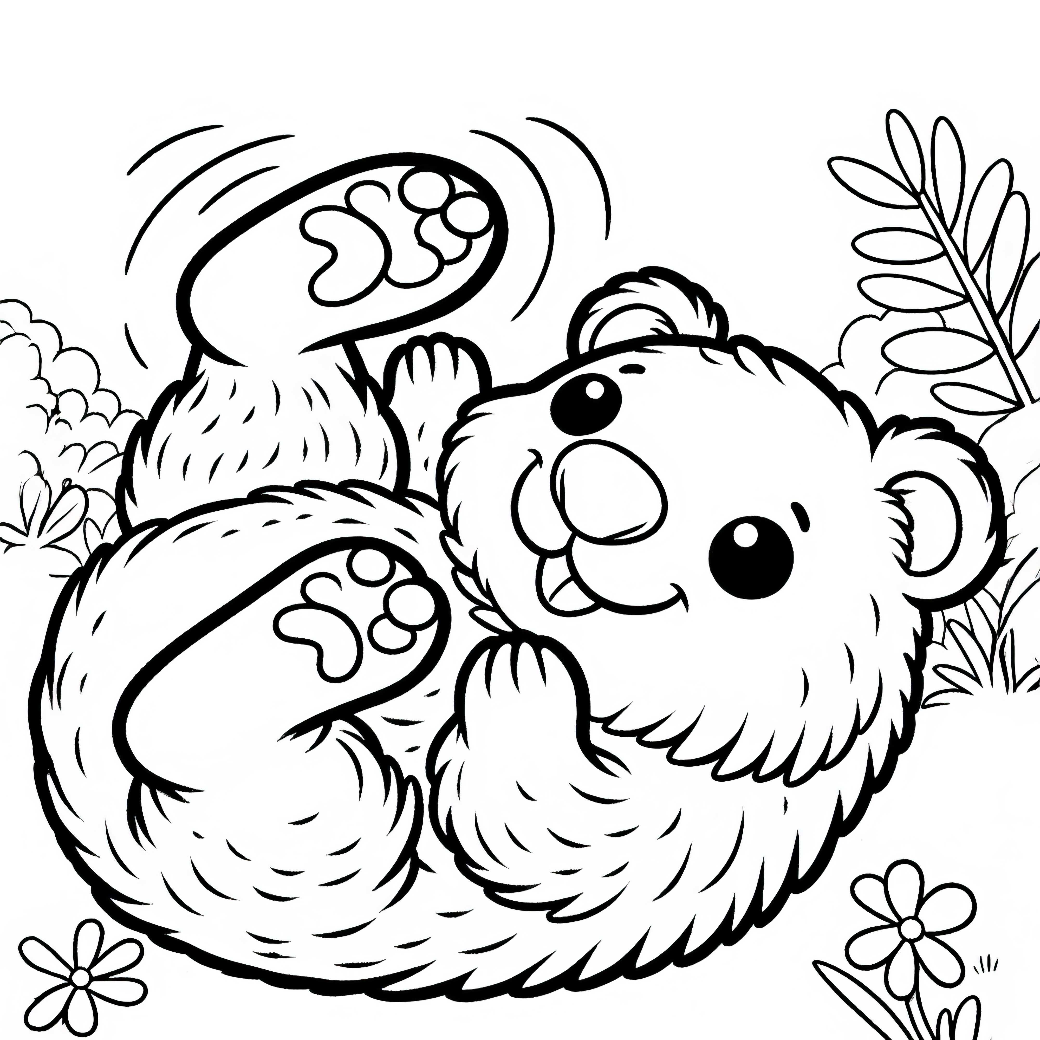 Wombat rolls onto its back – Free coloring page