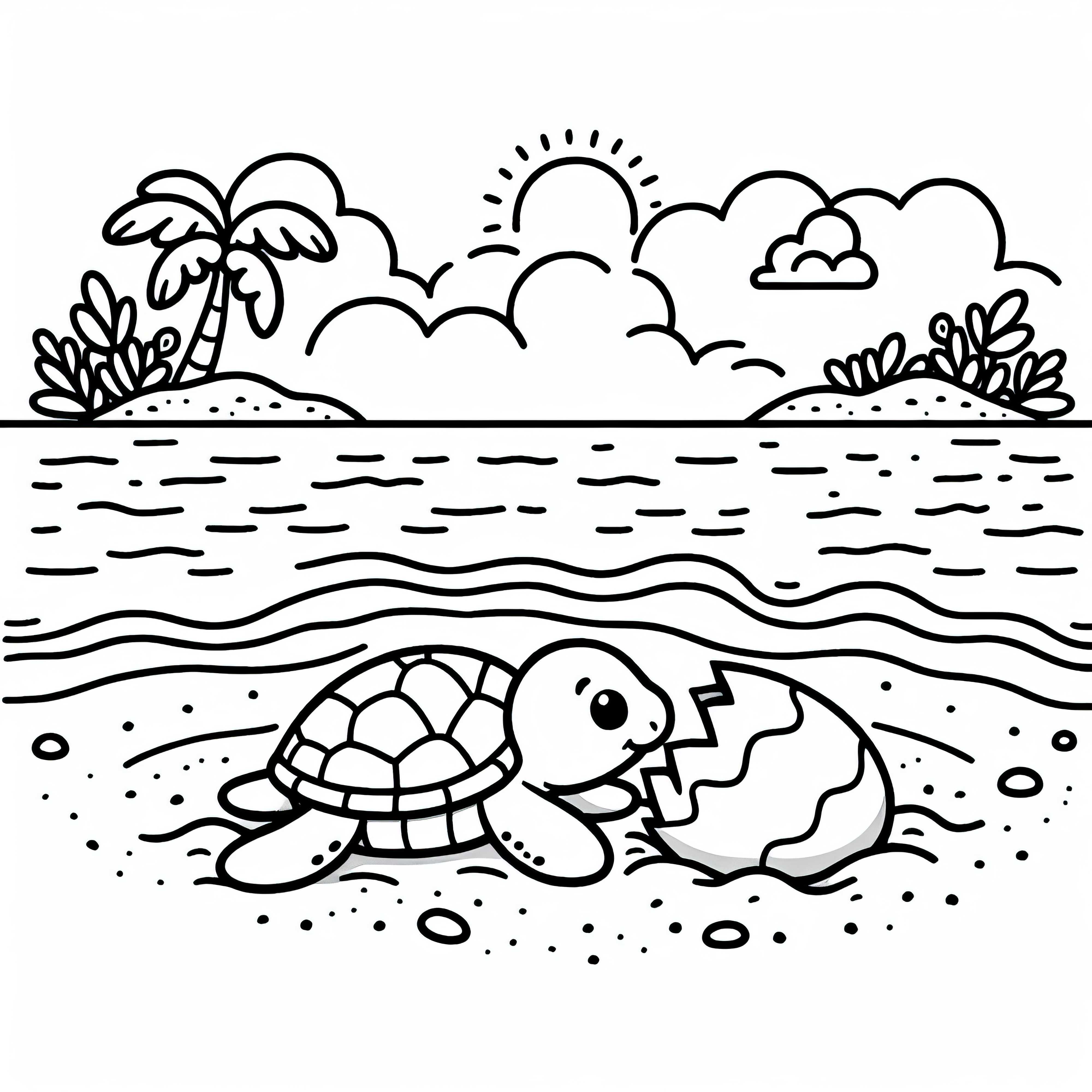 Sea turtle hatches from egg - Free coloring page Sea turtle hatches from egg - Free coloring page