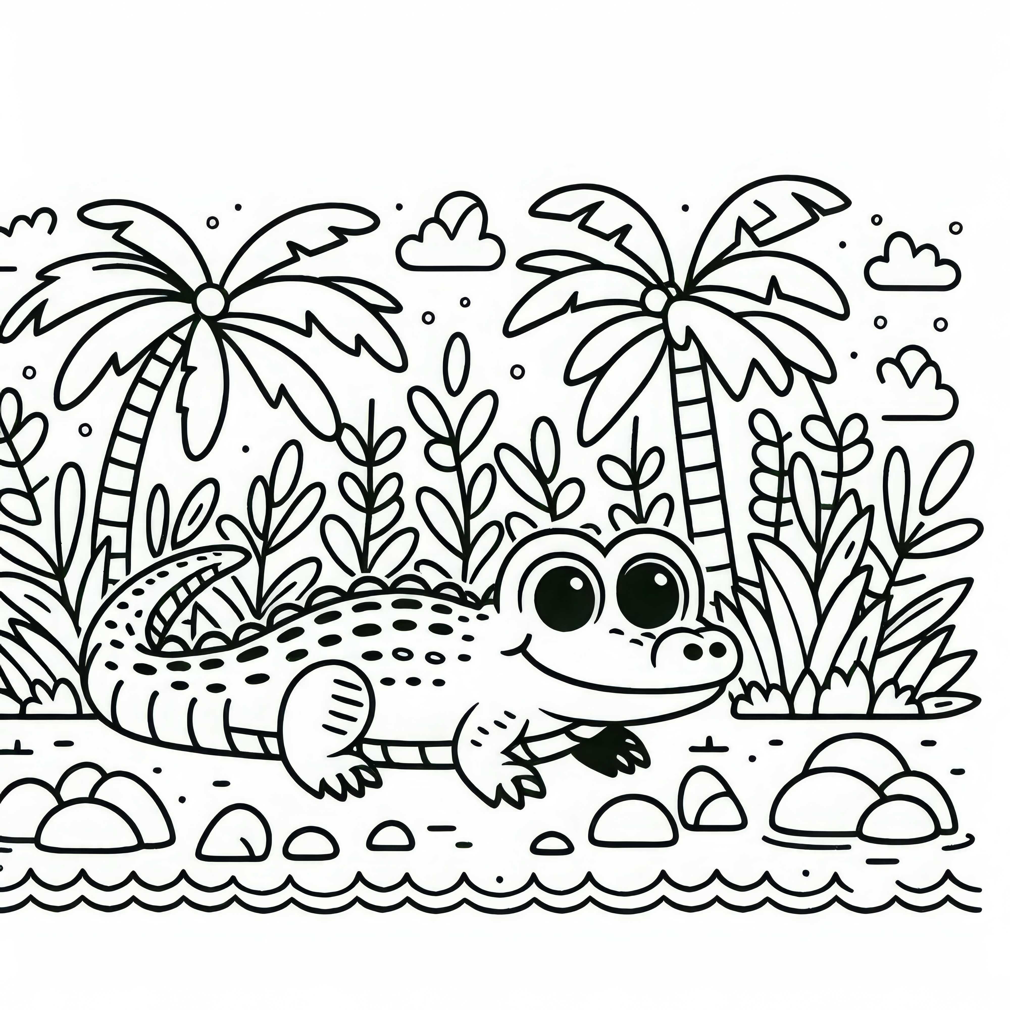 Alligator coloring page simple download for free Alligator Coloring Page Easy Free Download
