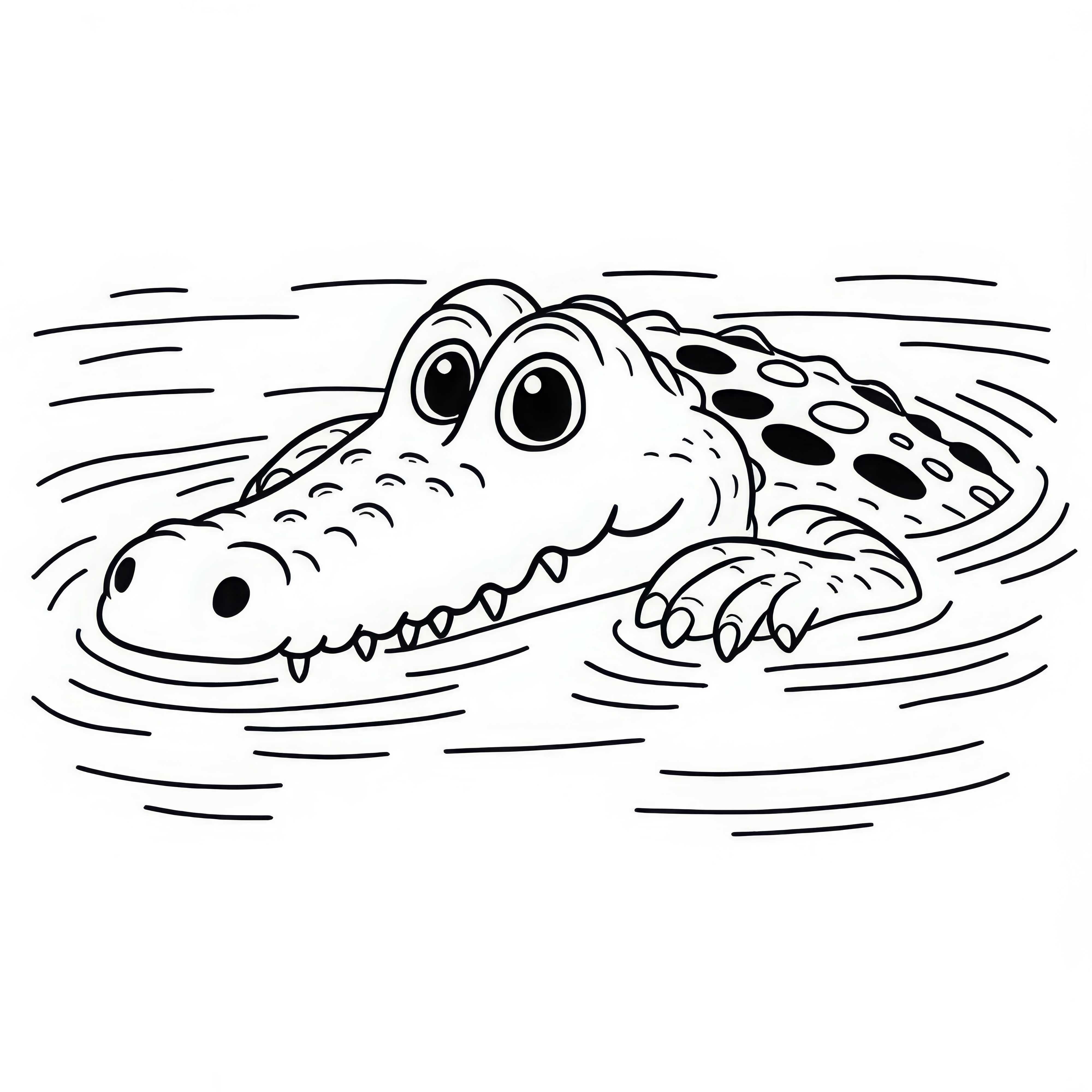 ワニが水の中で静かに横たわっている – 無料の塗り絵 ワニが水の中でじっとしている – 無料のぬりえ