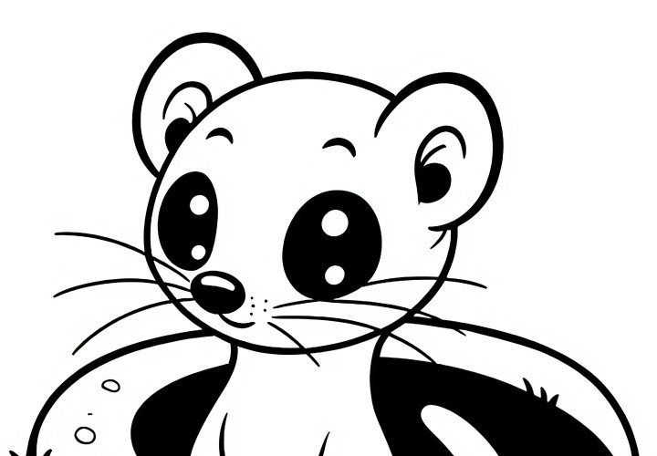 Doninha espreita pelo buraco - Desenho para colorir simples e grátis Weasel espia do buraco – Desenho para colorir simples e gratuito