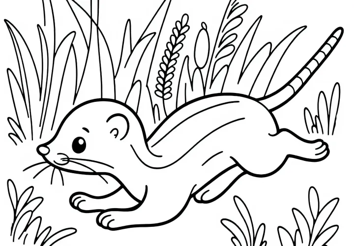 A menyét vadászik a magas fűben – Ingyenes színező kép