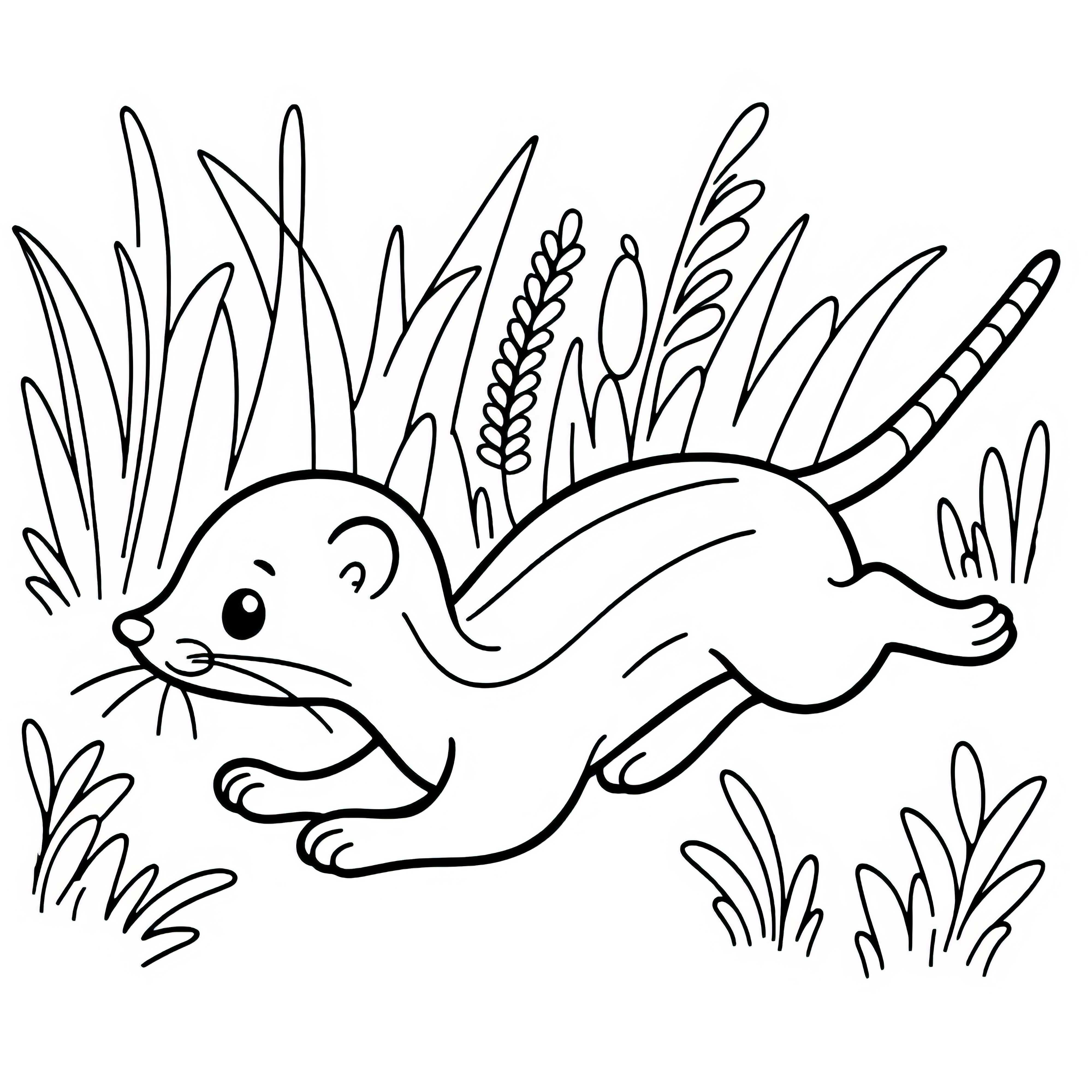 Doninha corre pelo capim alto – Desenho para colorir gratuito Doninha corre pelo capim alto – Desenho para colorir grátis