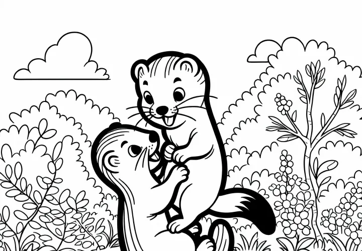 Két menyét verekedik – ingyenes színezőlap játékosan