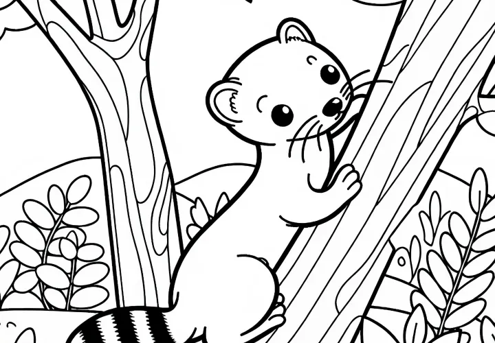 Menni ügyesen mászik a fára – Ingyenes színező kép