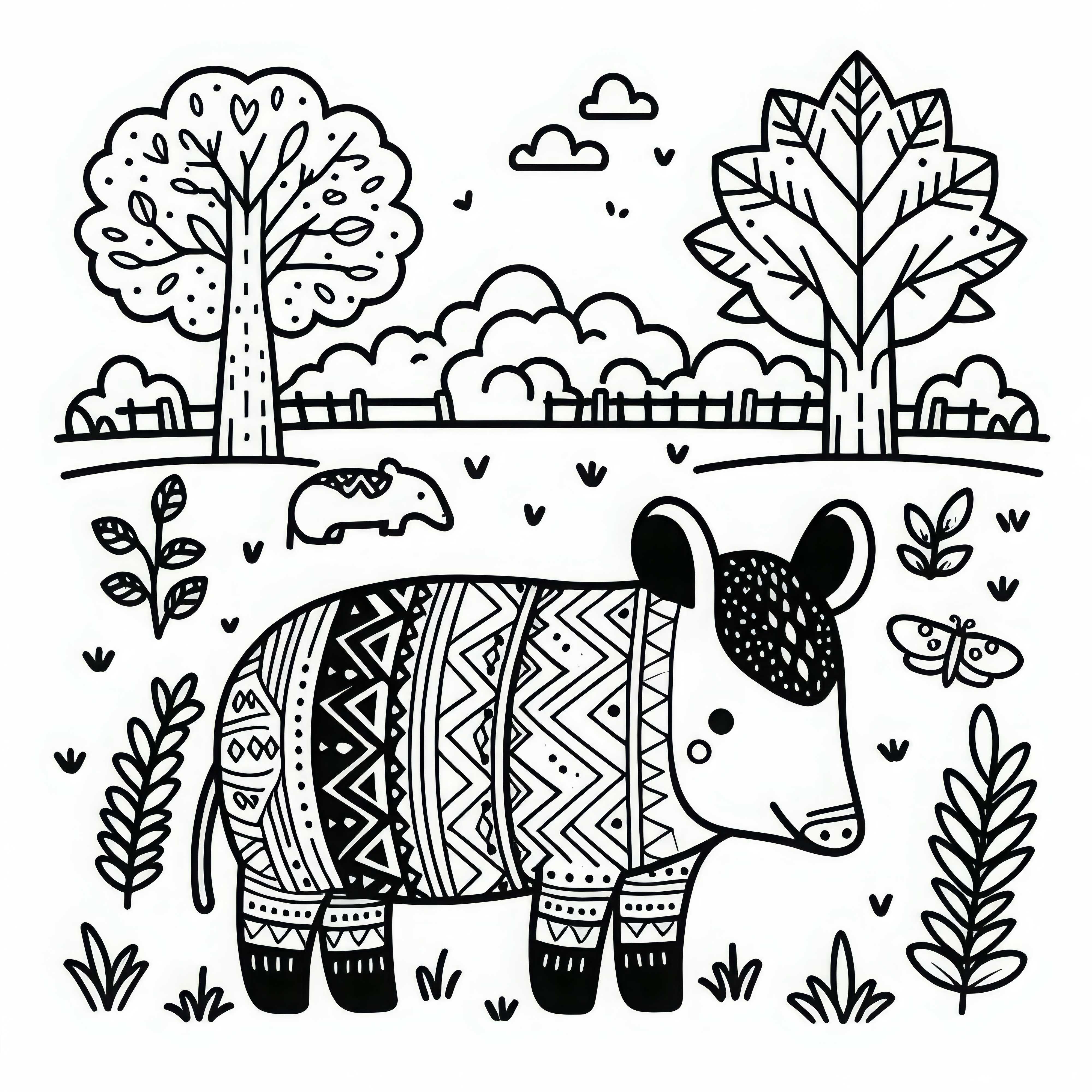 Coloring page of a tapir - Simple and Free Coloring page of a tapir - Simple and Free