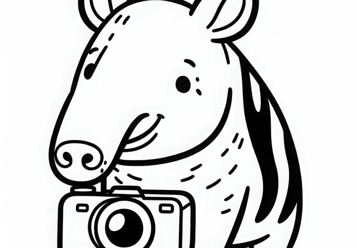 Рисунок тапира для раскрашивания Бесплатно