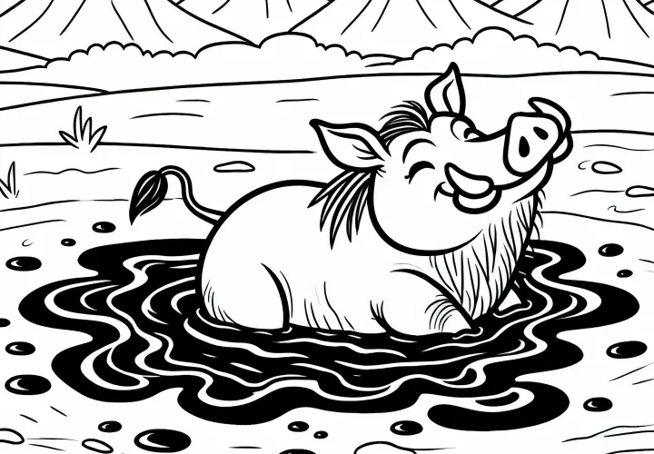 Воробей наслаждается купанием в грязевой лужице - Раскраска бесплатно