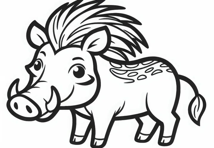 Рисунок для раскрашивания бородавочника простой бесплатно