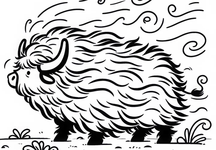 Как олень трясет густой мех, пока ветер дуёт по степи – Раскраска бесплатно