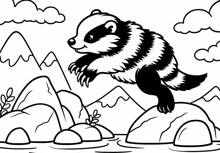 A hiúz ugrik egyik szikláról a másikra - ingyenes színezőlap