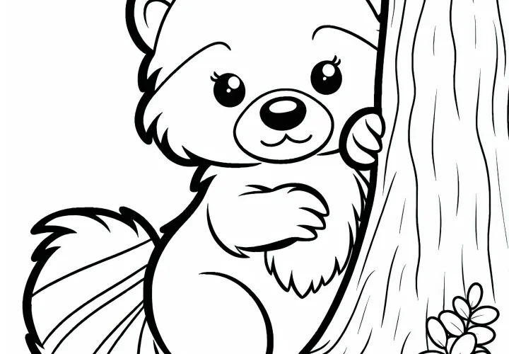 Vadász apontat a fa mögül - Ingyenes színező kép