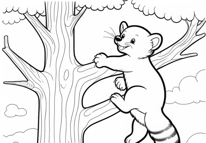 A sokfajú állat mászik fel a fára - Ingyenes színező oldal