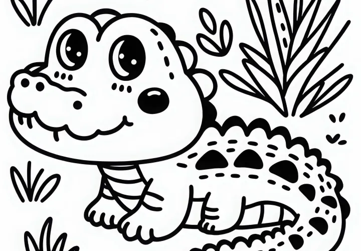 Картинка для раскрашивания каймана просто бесплатно