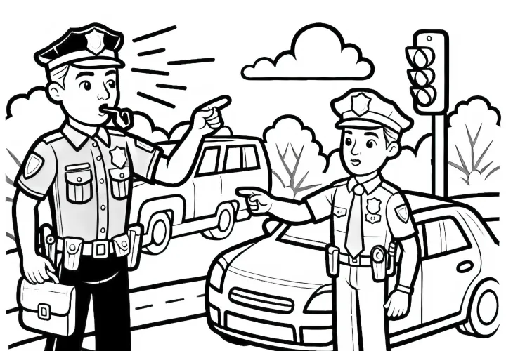 警察官 交通規則 塗り絵 簡単 無料