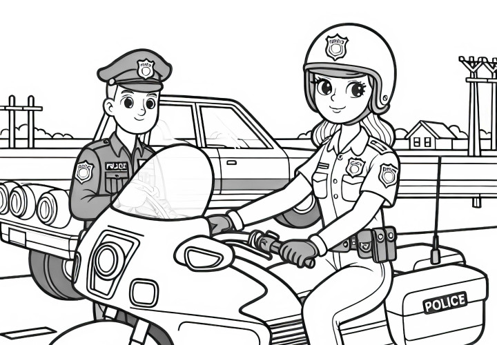 Polizistin auf Motorrad Ausmalbild Gratis Polizistin auf Motorrad Ausmalbild Gratis